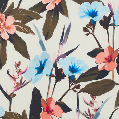Lizzano 5246 - Nude and Silver Petunia Cotton Sateen Fabric from John Kaldor Sample