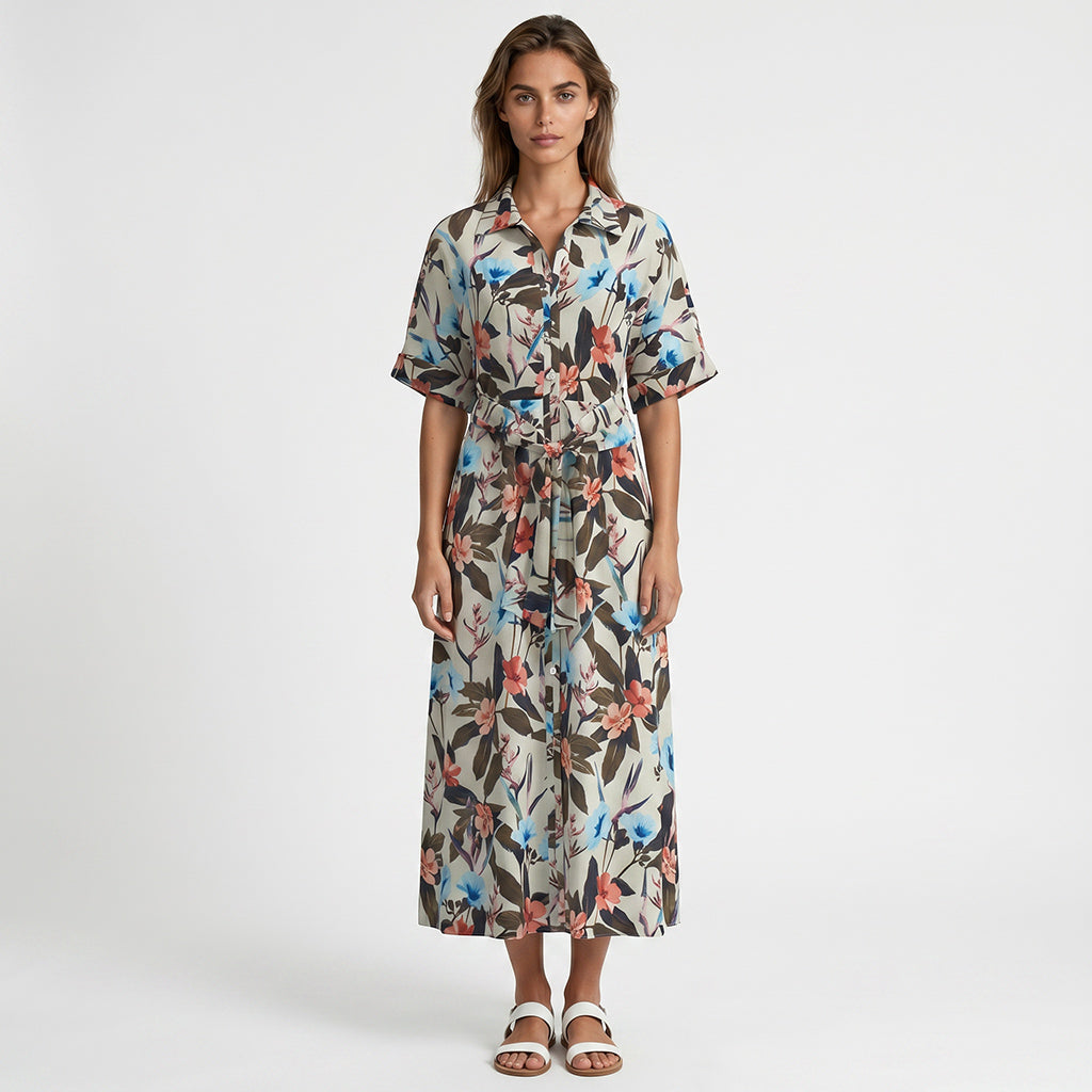 Lizzano 5246 - Nude and Silver Petunia Cotton Sateen Fabric from John Kaldor Sample