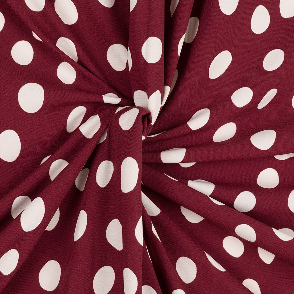 Loreto - Burgundy Red Cirque Polyester Crepe Woven Fabric