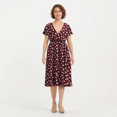 Loreto - Burgundy Red Cirque Polyester Crepe Woven Fabric