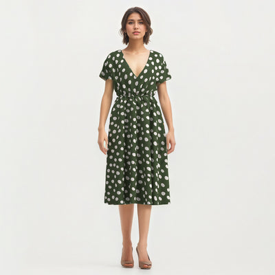 Loreto - Green Cirque Polyester Crepe Woven Fabric