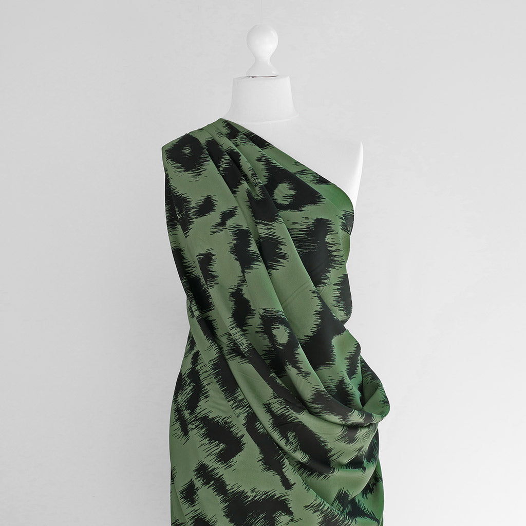 Lucca - Green Oblique Viscose Lawn Woven Fabric