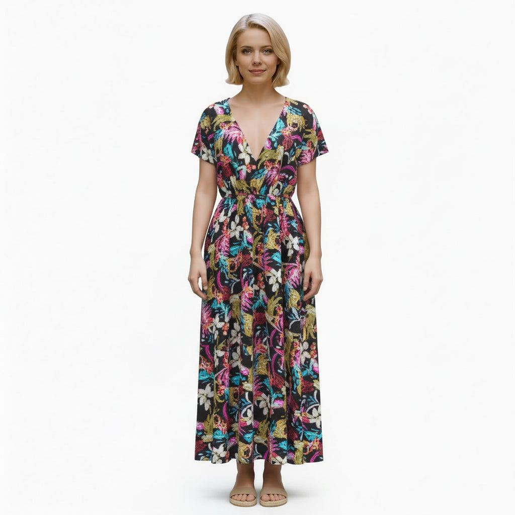 Lyon - Black Leopard Viscose Woven Challis Fabric Sample