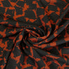Madrid 4616 - Orange and Navy Scribbled Squares Woven Crepe Fabric from John Kaldor Detail Swirl Image from Patternsandplains.com