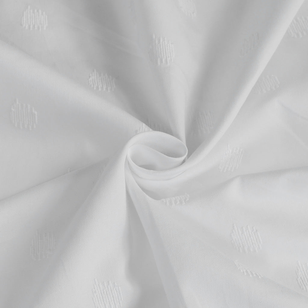 Maisy - White Spot Embroidered Cotton Fabric