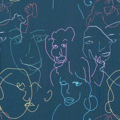 Marlie-Care Lawn - Blue Urban Sketcher Cotton Fabric by Lady McElroy