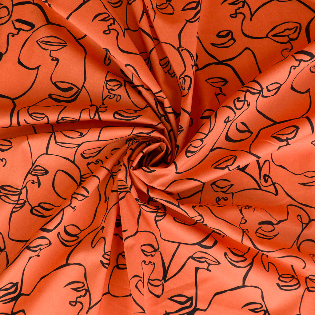 Marlie-Care Lawn - Sunset Contour Drawing Cotton Fabric by Lady McElroy