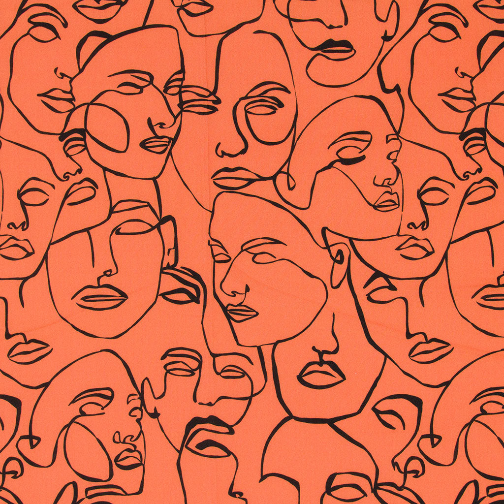 Marlie-Care Lawn - Sunset Contour Drawing Cotton Fabric by Lady McElroy