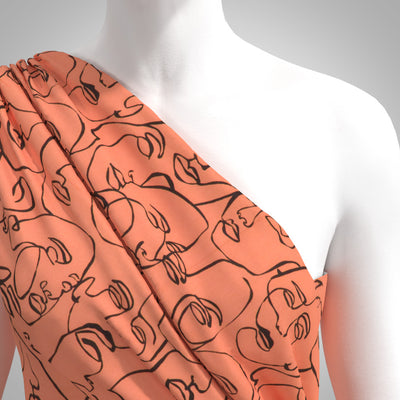 Marlie-Care Lawn - Sunset Contour Drawing Cotton Fabric by Lady McElroy