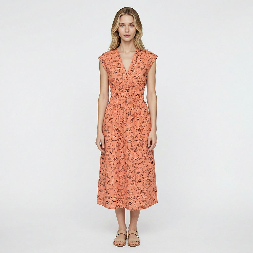 Marlie-Care Lawn - Sunset Contour Drawing Cotton Fabric by Lady McElroy