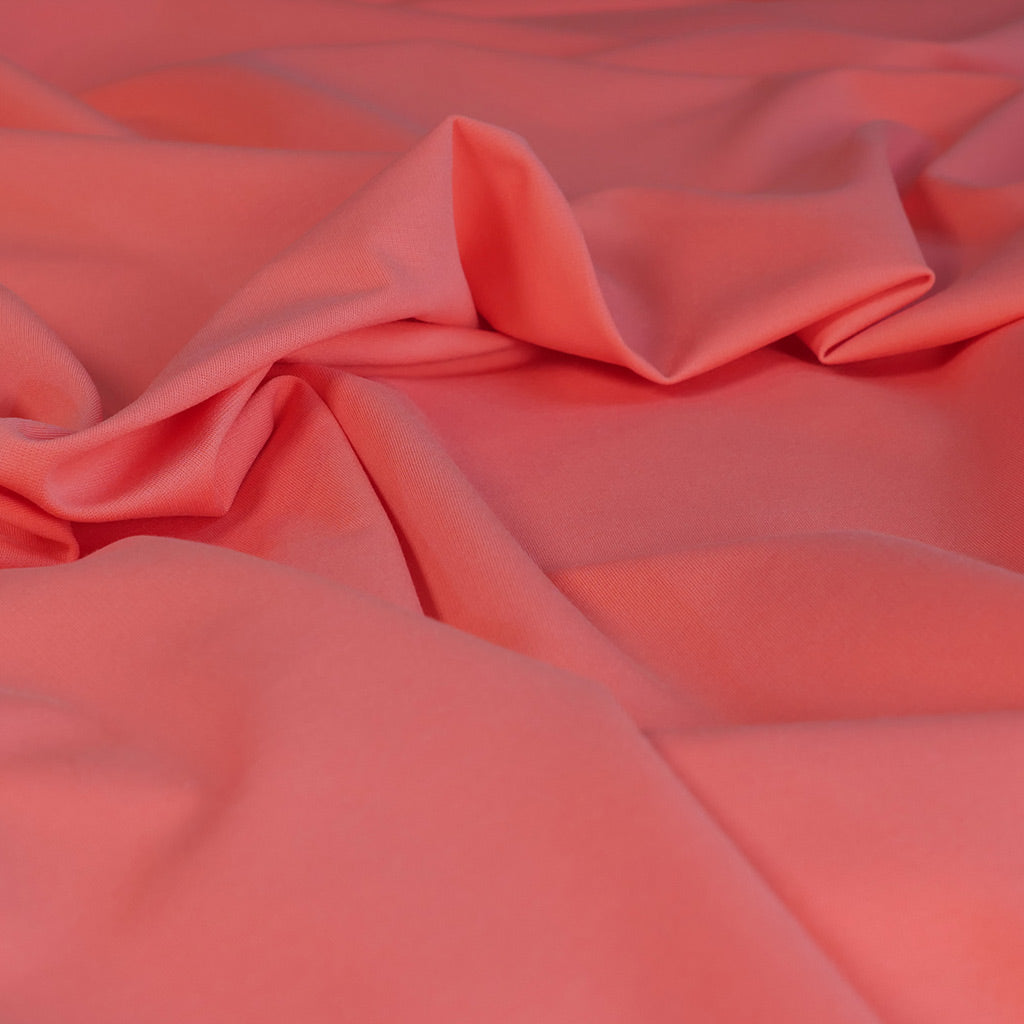 Milan - Light Coral Viscose Rich Ponte de Roma Fabric Feature Image from Patternsandplains.com