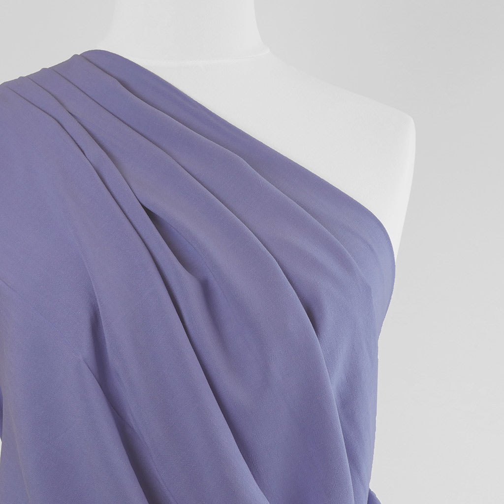 Mons - Bluebell Viscose Linen Woven Fabric Mannequin Close Up Image from Patternsandplains.com