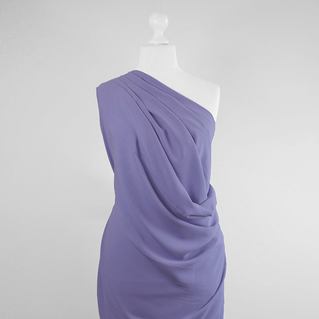 Mons - Bluebell Viscose Linen Woven Fabric Mannequin Wide Image from Patternsandplains.com