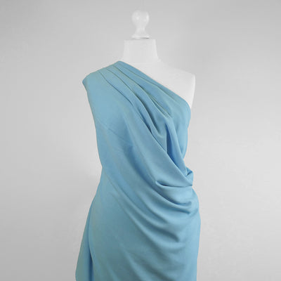 Mons - Celestial Blue Viscose Linen Woven Fabric Mannequin Wide Image from Patternsandplains.com