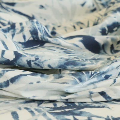 Nadia - Blue Tropical Bengaline Stretch Woven Fabric Feature Image from Patternsandplains.com