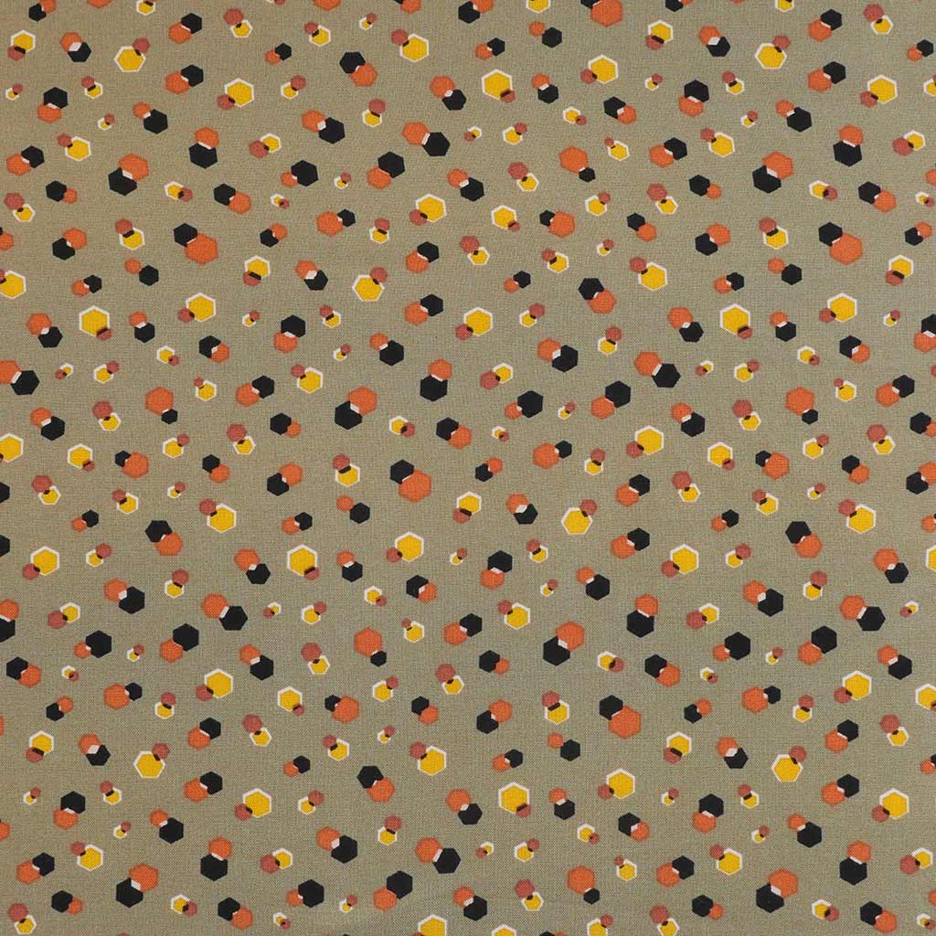 Napa - Moss Green Hex Viscose Lawn Woven Fabric