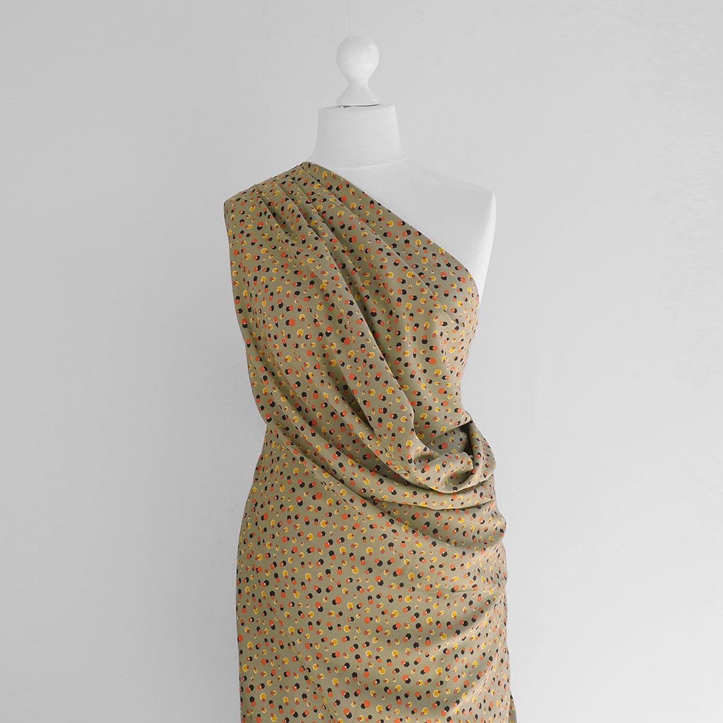 Napa - Moss Green Hex Viscose Lawn Woven Fabric