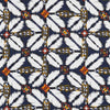 Nassau - Blue Geometric Border Viscose Slub Woven Fabric Main Image from Patternsandplains.com