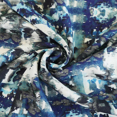 Nassau - Indigo Blue Reflections Viscose Slub Woven Fabric Detail Swirl Image from Patternsandplains.com