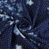 Niva - Blues Flowers and Dots Bubble Crepe Woven Fabric Detail Swirl Image from Patternsandplains.com