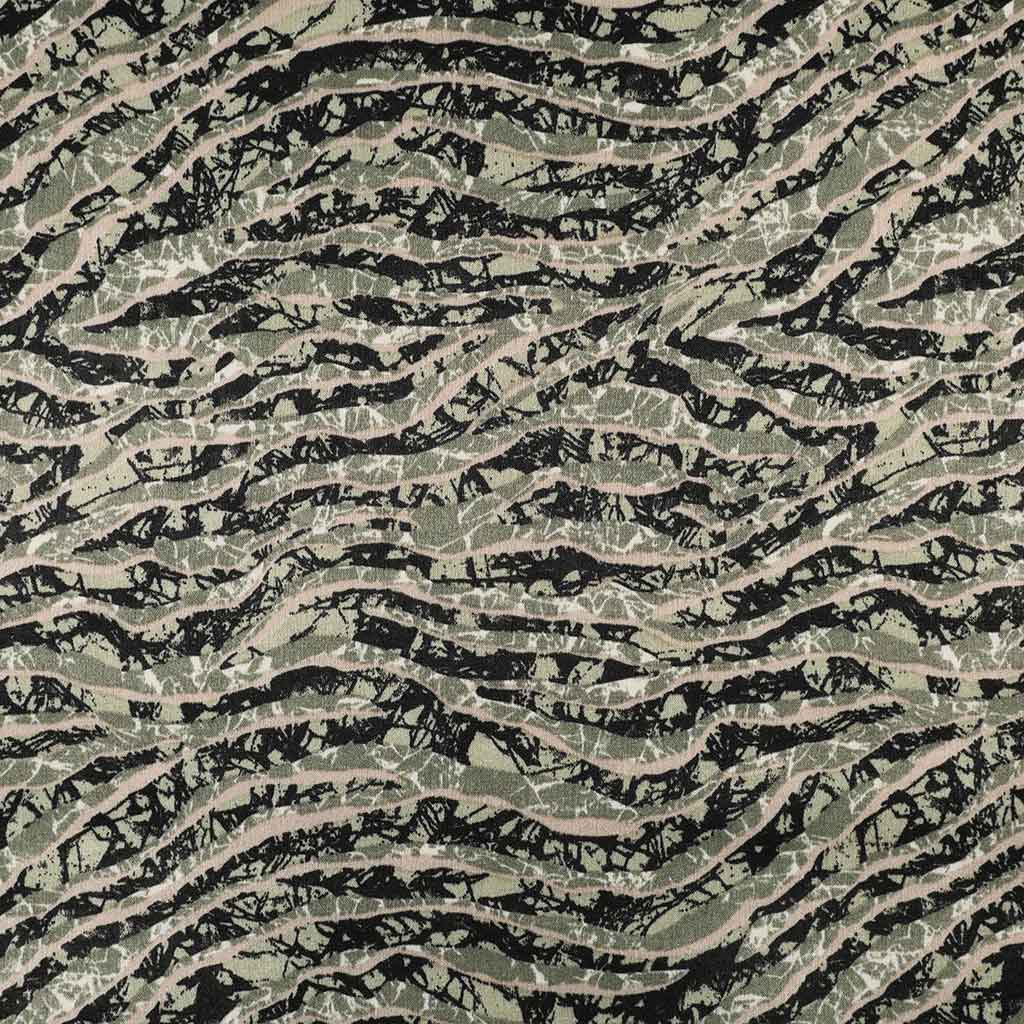 Ono - Green Waves Polyester Woven Satin Fabric - 2.30m Remnant ...