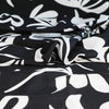 Palermo - Black Graphic Floral Viscose Linen Woven Fabric - 1.20m Remnant