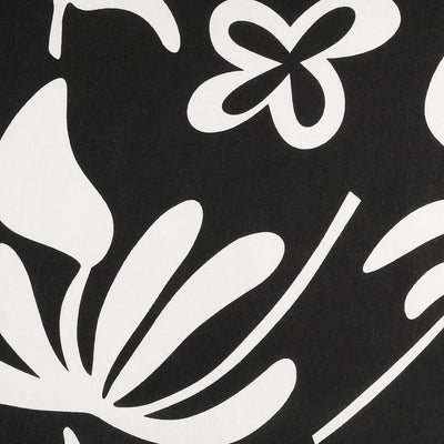 Palermo - Black Graphic Floral Viscose Linen Woven Fabric - 1.20m Remnant
