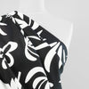 Palermo - Black Graphic Floral Viscose Linen Woven Fabric - 1.20m Remnant