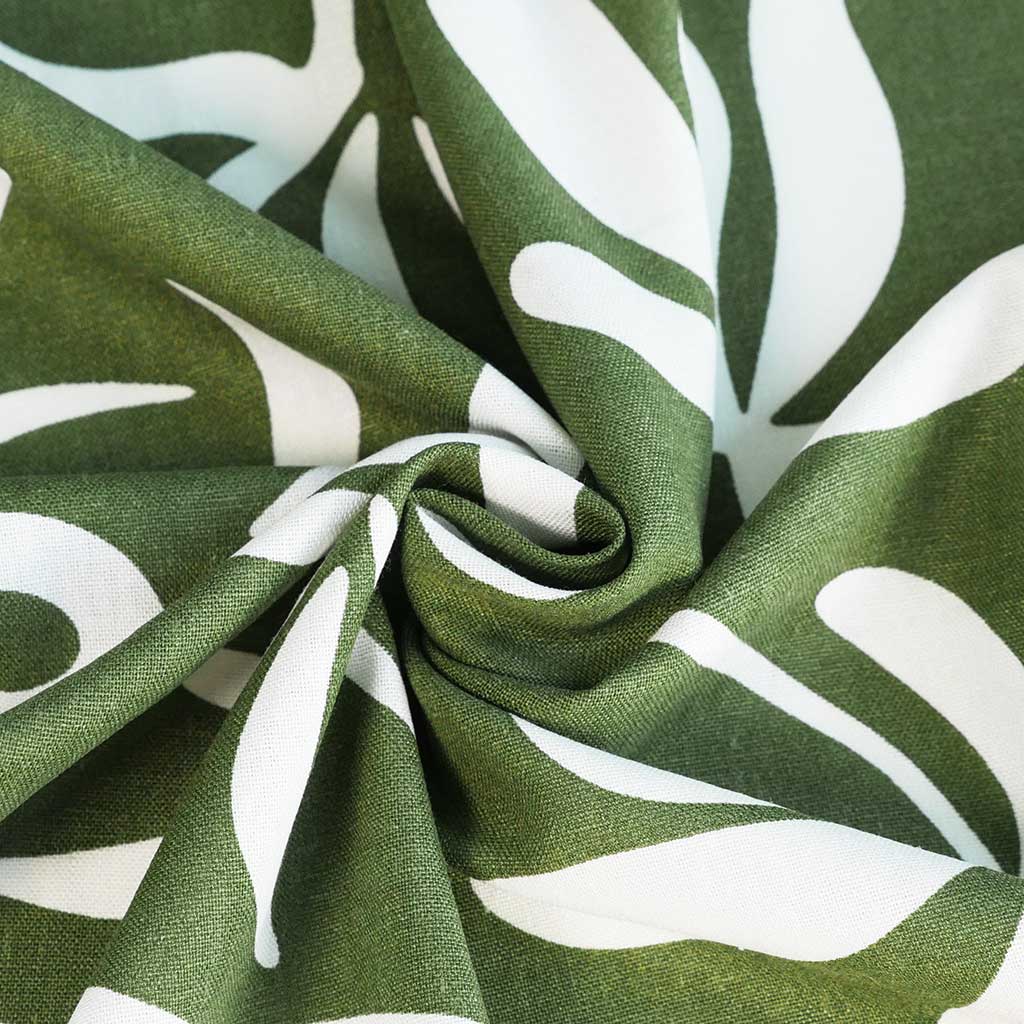 Palermo - Fern Green Graphic Floral Viscose Linen Woven Fabric