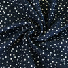 Palermo - Navy Dots Viscose Linen Woven Fabric Detail Swirl Image from Patternsandplains.com