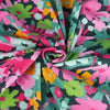 Petrol Pop Blossom, Single Jersey Organic Cotton Elastane Fabric by Nerida Hansen Detail Swirl Image from Patternsandplains.com