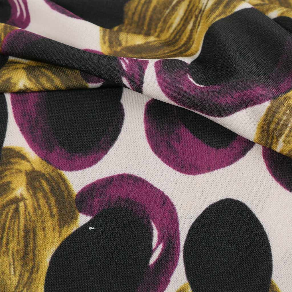 Portia - Purple and Lime Grapes Stretch Jersey Fabric from John Kaldor Feature Image from Patternsandplains.com