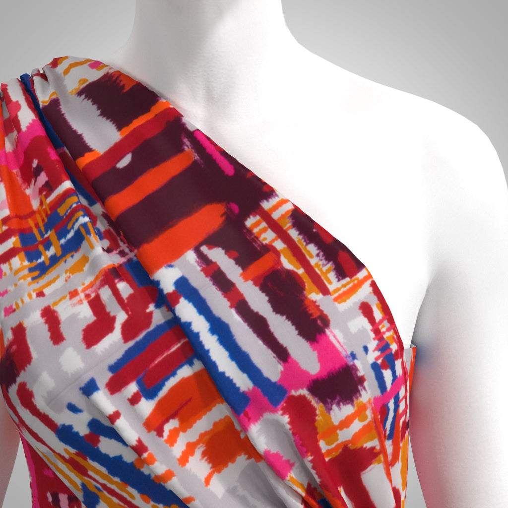 Rickardi Lawn - Rouge Paint Brush Graphics Viscose Fabric by Lady McElroy