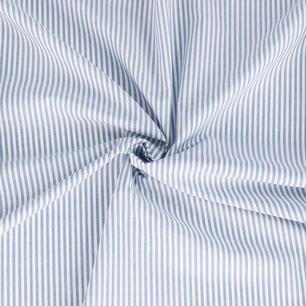 Rivage - Denim Blue 3mm Stripe Yarn Dyed Chambray Woven Fabric