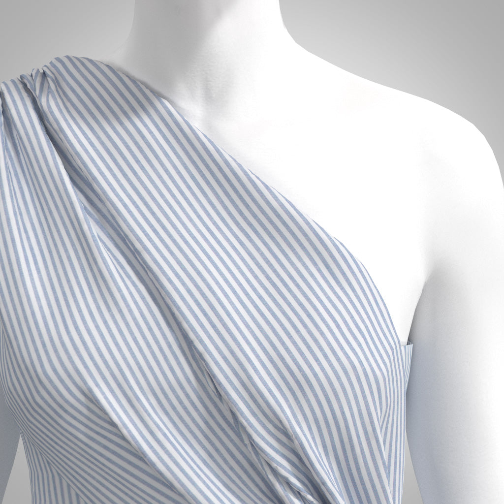 Rivage - Denim Blue 3mm Stripe Yarn Dyed Chambray Woven Fabric