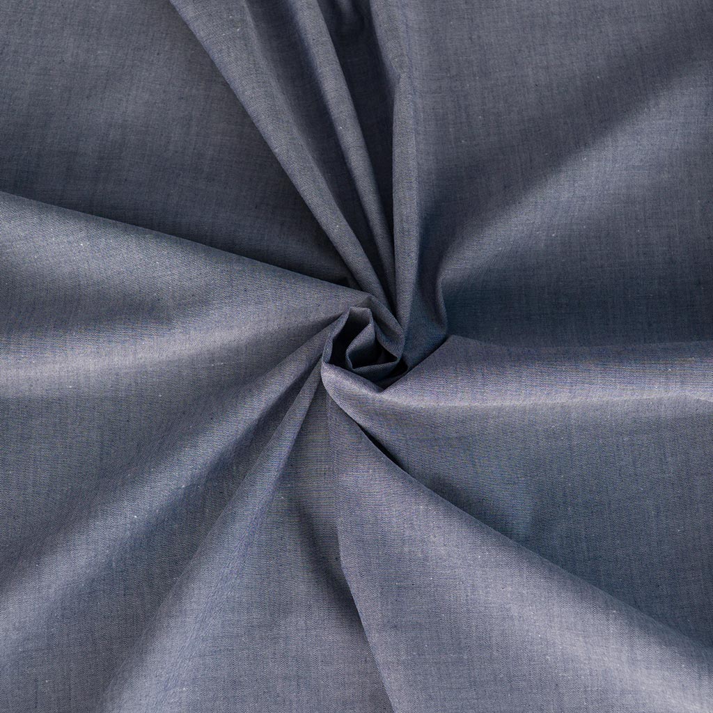 Rivage - Navy Blue Yarn Dyed Chambray Woven Fabric