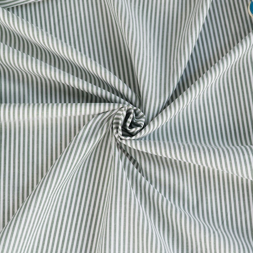 Rivage - Reseda Green 3mm Stripe Yarn Dyed Chambray Woven Fabric