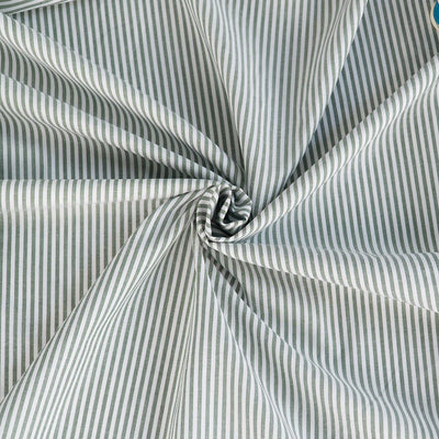 Rivage - Reseda Green 3mm Stripe Yarn Dyed Chambray Woven Fabric