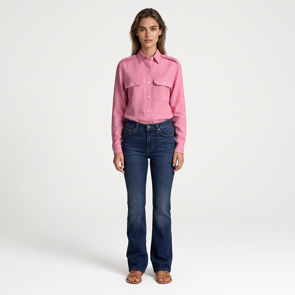 Rivage - Signal Red Yarn Dyed Chambray Woven Fabric