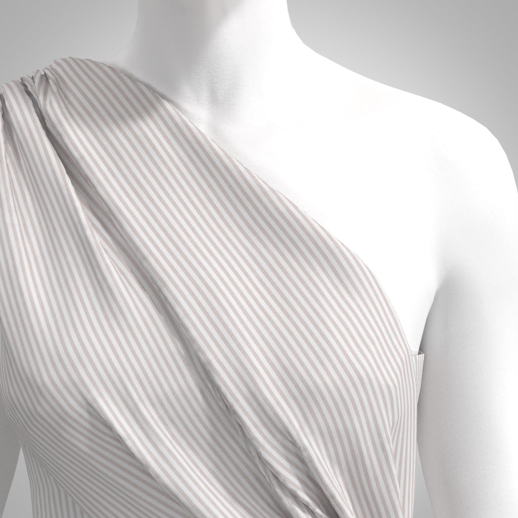 Rivage - Stone 3mm Stripe Yarn Dyed Chambray Woven Fabric