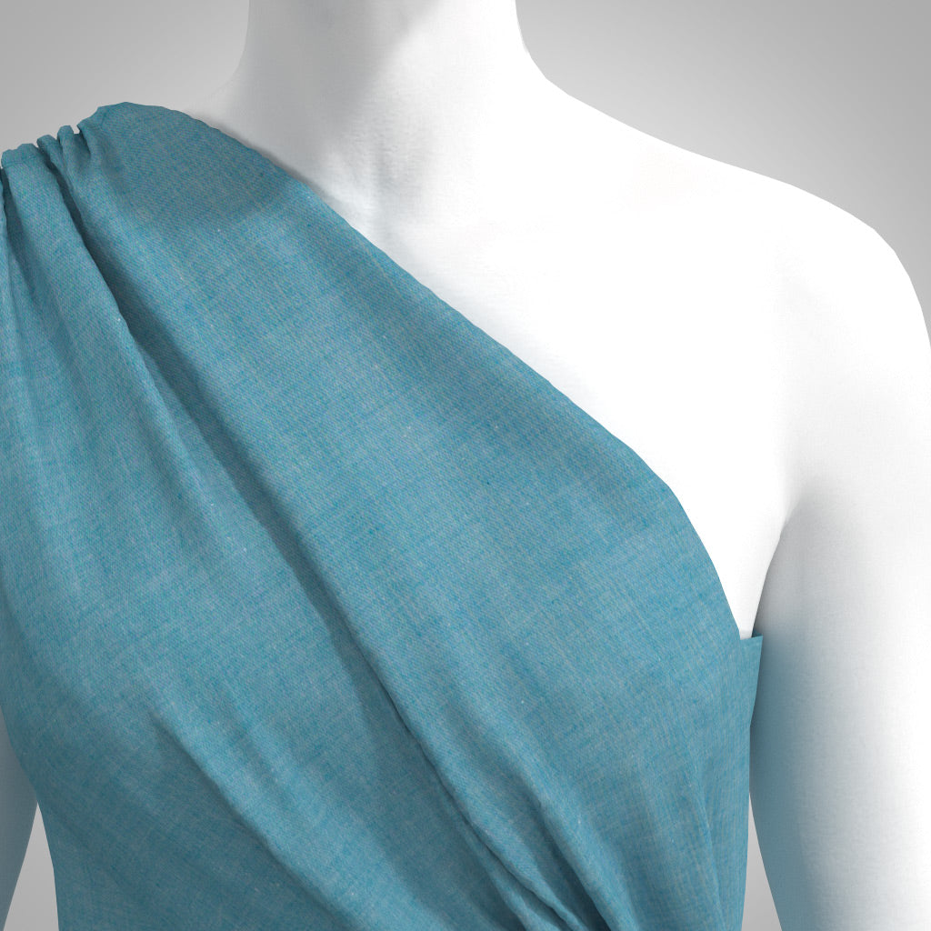 Rivage - Teal Yarn Dyed Chambray Woven Fabric