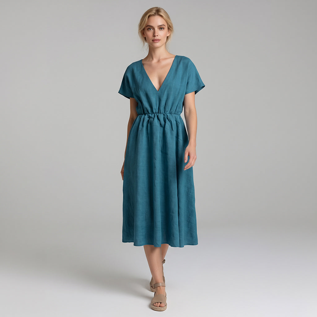 Rivage - Teal Yarn Dyed Chambray Woven Fabric