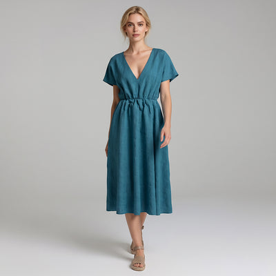 Rivage - Teal Yarn Dyed Chambray Woven Fabric