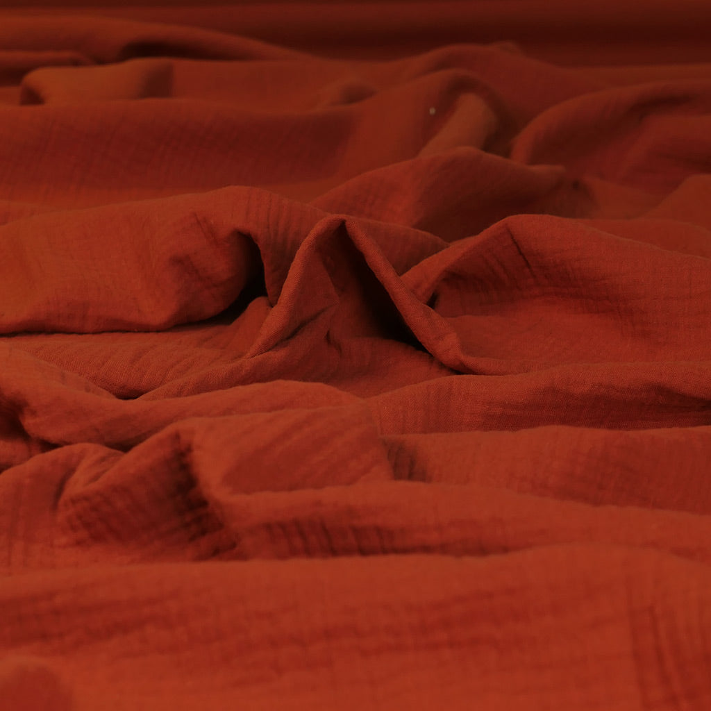Seoni - Auburn Cotton Double Gauze Woven Fabric Feature Image from Patternsandplains.com