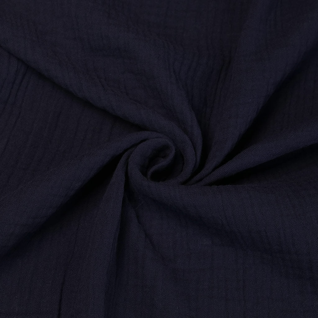 Seoni - Navy Cotton Double Gauze Woven Fabric - 2.00m Remnant