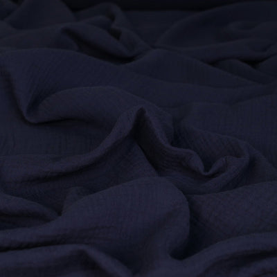 Seoni - Navy Cotton Double Gauze Woven Fabric - 2m Remnant