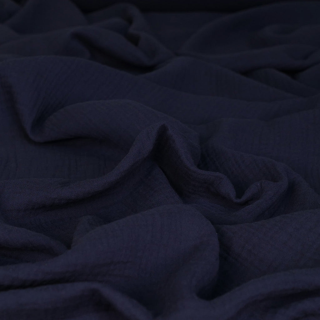 Seoni - Navy Cotton Double Gauze Woven Fabric - 2.00m Remnant