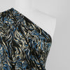 Seville - Blue and Gold Feather Viscose Elastane Single Jersey Fabric - 2.10m Remnant