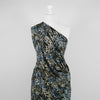 Seville - Blue and Gold Feather Viscose Elastane Single Jersey Fabric - 2.10m Remnant