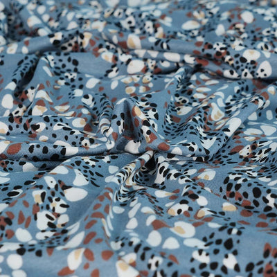 Seville - Dusty Blue Pebbles Viscose Elastane Single Jersey Fabric - 0.75m Remnant